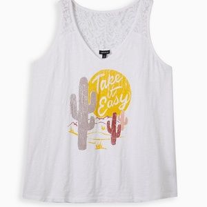 Torrid "Take it Easy" Lace Inset Tank NWT Size 0X